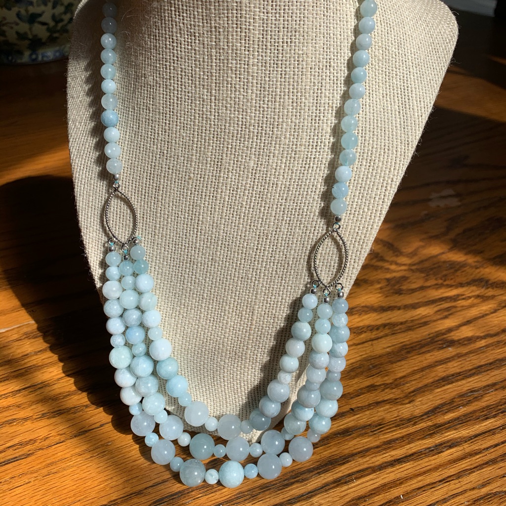 Aquamarine 3 Strand NecklaceBeautiful 150$